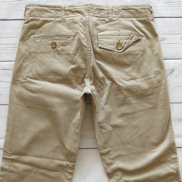 Daughters of Liberation Anthropologie Cotton Blend Straight Leg Khaki Pants Sz 8 - Picture 4 of 6